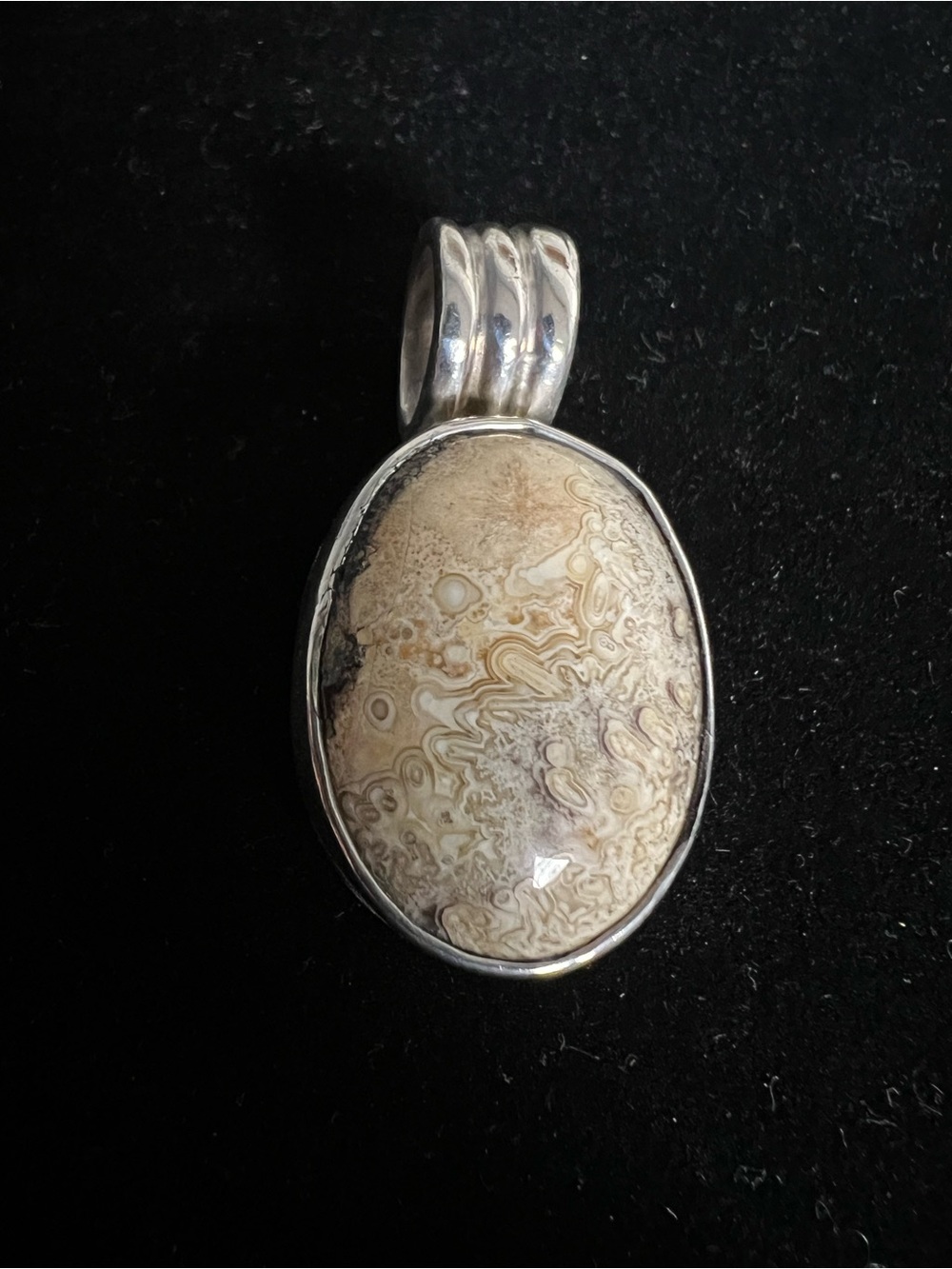925 Sterling silver Mexico crazy lace agate pendant